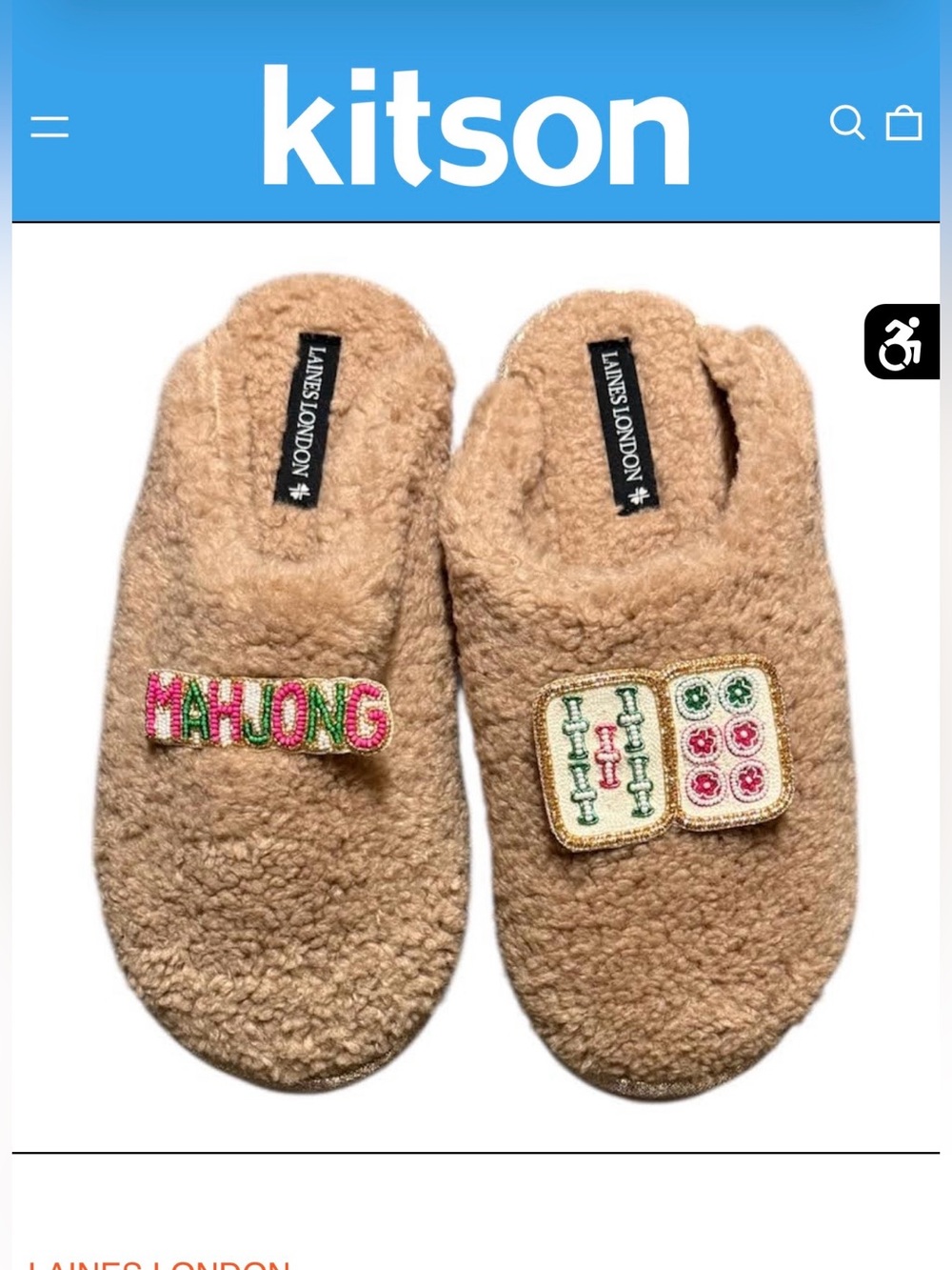 Mahjong Beige Sherpa slippers from Kitson Brand New Size Medium